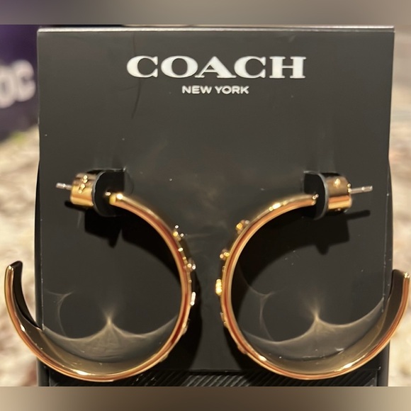 COACH Logo Hoop Earrings - Picture 5 of 6
